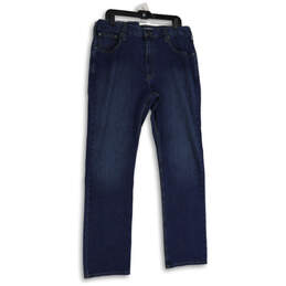 Mens Blue Denim Medium Wash 5-Pocket Design Straight Leg Jeans Size 36x34
