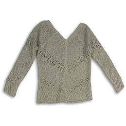 NWT Womens Gray Knitted V-Neck Long Sleeve Pullover Sweater Size XL alternative image
