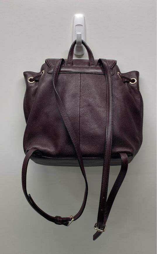 Kate Spade Rosie Maroon Pebbled Leather Flap Backpack Bag image number 2