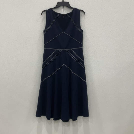 NWT Womens Blue White Sleeveless Back Zip Midi A-Line Dress Size 6 image number 1