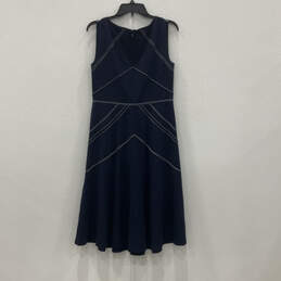 NWT Womens Blue White Sleeveless Back Zip Midi A-Line Dress Size 6