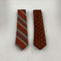 NWT Lot Of 2 Mens Red Beige Striped Silk Four In Hand Knot Pointed Necktie image number 1