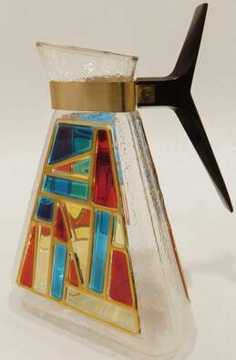 MCM Mid Century Inland Renaissance Stained Glass Triangle Shaped Coffee Carafe