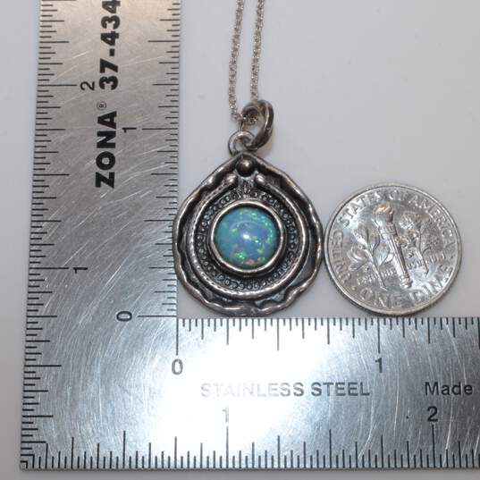 Didae Sterling Silver Faux Opal Pendant Necklace - 4.9g image number 7