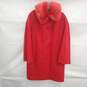 Kate Spade New York Faux Fur Collar Engine Red Wool Overcoat Women's Size 10 image number 1