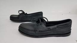 Sperry Black Leather Top Siders Shoes Size 9