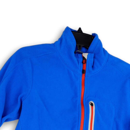 Womens Blue Fleece Pockets Long Sleeve Mock Neck Full-Zip Jacket Size Large image number 2