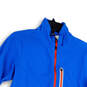 Womens Blue Fleece Pockets Long Sleeve Mock Neck Full-Zip Jacket Size Large image number 2