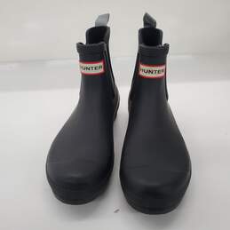 Hunter Women's Short Black Rubber Chelsea Rain Boots Size 9 alternative image