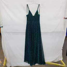 Betsy Adam Green & Blue Metallic Long Evening Dress WM Size 4 alternative image