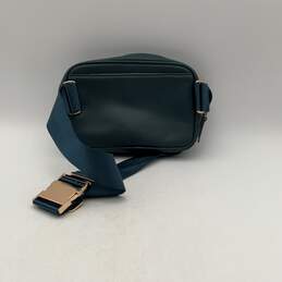 Ayla & Co. Womens Blue Leather Adjustable Strap Inner Pocket Zipper Fanny Pack