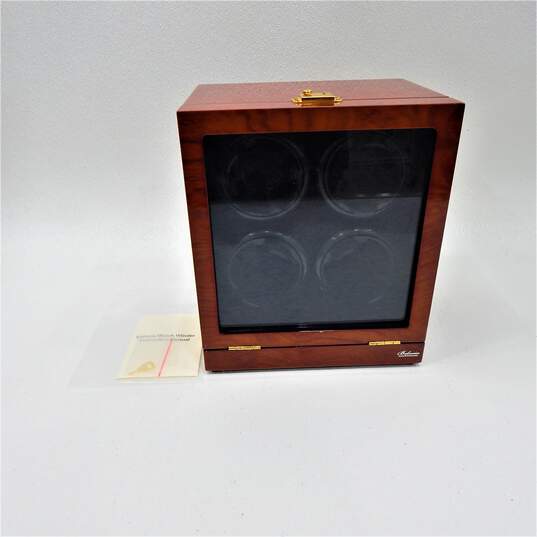 Belocia Mahogany Four Watch Winder LCD Display w/ Manual - No Power Cord image number 1