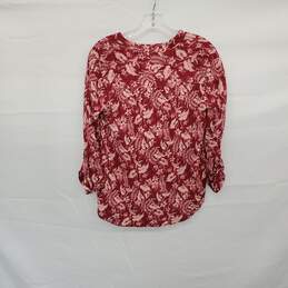 I.N.C. Burgundy & Pink Floral Patterned Bottom Wrap Top WM Size XS NWT alternative image