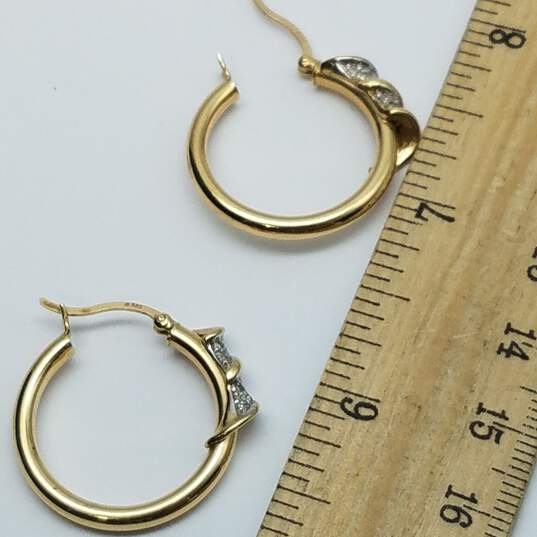 AD 14k Gold Diamond Hoop Earrings 3.7g image number 6
