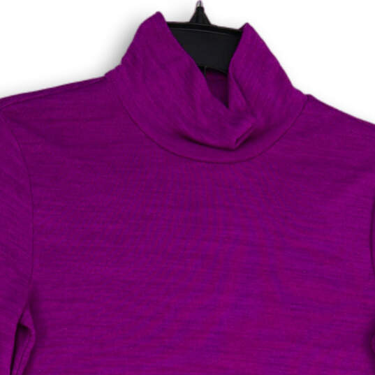 Womens Purple Mock Neck Long Sleeve Pullover T-Shirt Size XS image number 3