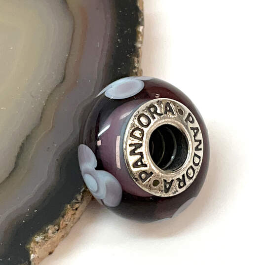 Designer Pandora 925 ALE Sterling Silver Flowers Murano Glass Beaded Charm image number 1