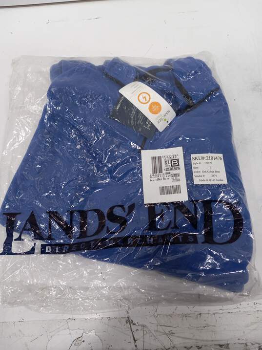 Land's End Men's Blue Henley Zip Pullover Sweater Size Large image number 1