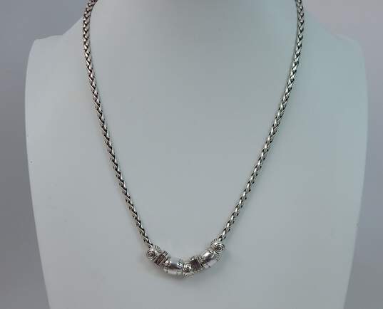 Brighton Silver Tone Wheat Chain Scrolled Charm Pendant Necklaces image number 3