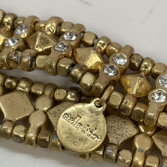 Designer Stella & Dot Gold-Tone Rhinestone Adjustable Beaded Bracelet image number 4