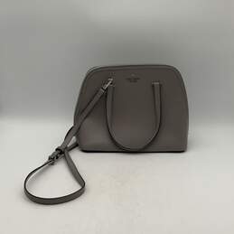 Womens Gray Leather Detachable Strap Patterson Drive Dome Satchel Bag