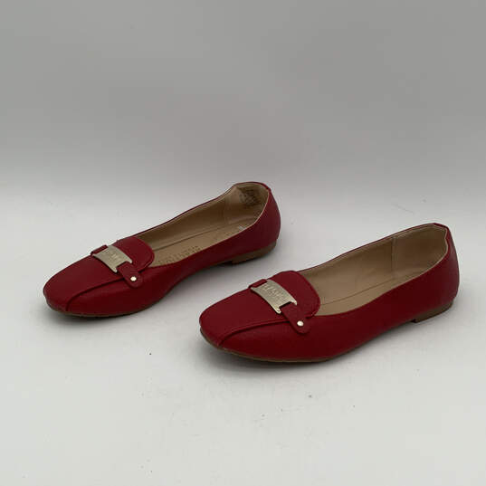 Womens Flash Time Red Leather Round Toe Slip-On Loafer Flats Size 6 image number 3