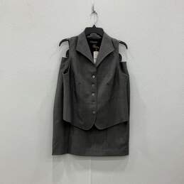 NWT Womens Gray Wool Sleeveless Vest & Skirt 2 Piece Suit Set Size 14/12P