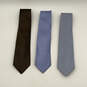NWT Mens Blue Brown Geometric Silk Adjustable Designer Neckties Lot Of 3 image number 1