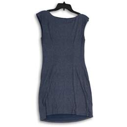 LOFT Womens Blue White Round Neck Sleeveless Sheath Dress Size Medium alternative image