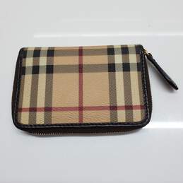 Burberry Beige Check Patterned Leather Zip Around Wallet AUTHENTICATED alternative image