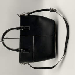 Womens Black Leather Detachable Crossbody Strap Bottom Studs Tote Bag alternative image