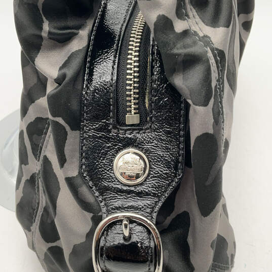 Womens Black Grey Patterned Double Handle Zipper Shoulder Bag image number 5