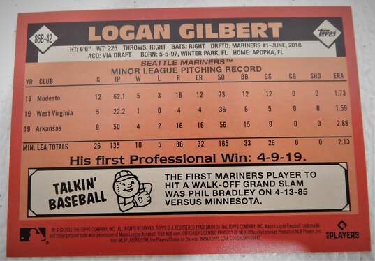 2020 Logan Gilbert Topps Rookie 35th Anniversary Seattle Mariners image number 2