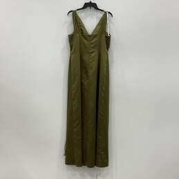 Womens Green Pleated V Neck Sleeveless Back Zip Bridesmaid Maxi Dress Sz 12 alternative image