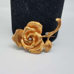 13k Gold Diamond Rose Brooch 9.4g