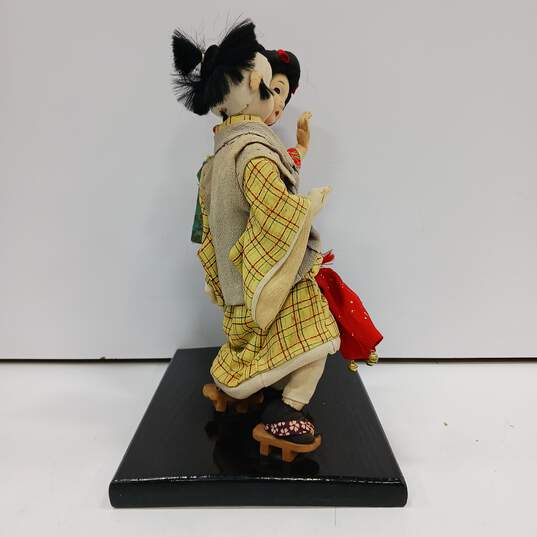 Vintage Boy & Girl Dolls in Kimono on Wooden Base image number 3