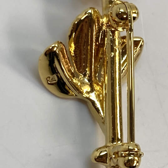 Designer Swarovski Gold-Tone Mini Rose Clear Crystal Cut Stone Brooch Pin image number 4