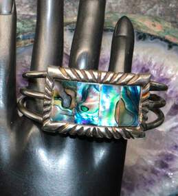 Artisan JF Signed Sterling Silver Abalone Cuff Bracelet - 73.0g alternative image