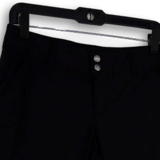 Womens Black Flat Front Drawstring Zipper Pocket Stretch Capri Pants Size 6 image number 3