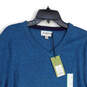 NWT Mens Blue Knitted Long Sleeve V-Neck Pullover Sweater Size Medium image number 3