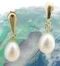 14K Gold White Pearl Drop & Beaded Chain Dangle Post Earrings Variety 3.9g image number 3