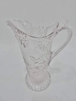 Vintage 10 Inch Floral Crystal Glass Pitcher alternative image