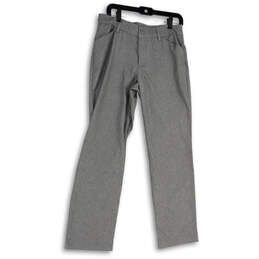 Womens Gray Flat Front Pockets Comfort Straight Leg Dress Pants Size 10 Med