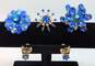 Vintage Coro Cathe & Gold Tone Blue Icy Rhinestone Brooches & Earrings 50.7g image number 1
