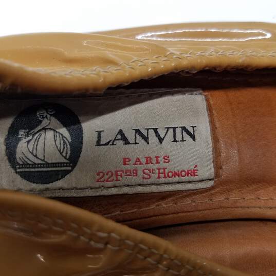 Authenticated Lanvin Brown Patent Leather Women's Ballet Flats image number 6