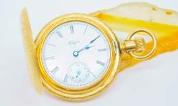 Antique Gold Filled Elgin 11 Jewels Etched Hunting Case Pocket Watch 38.5g alternative image