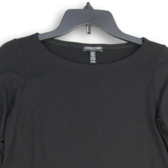 Womens Black Long Sleeve Round Neck Pullover Tunic Blouse Top Size PS/PP image number 3