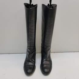 Tsumori Chisato Walk Black Leather Tall Knee Pull On Riding Boots Size 6 M