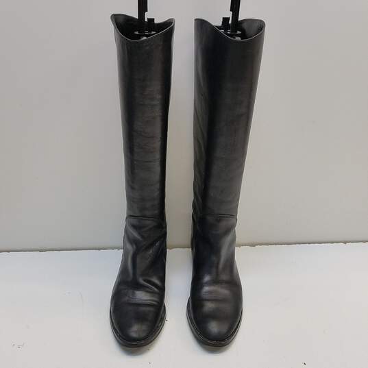 Tsumori Chisato Walk Black Leather Tall Knee Pull On Riding Boots Size 6 M image number 1