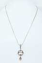 Artisan Sterling Silver SB Signed Clear & Smoky Quartz Pendant Necklace 8.3g image number 1
