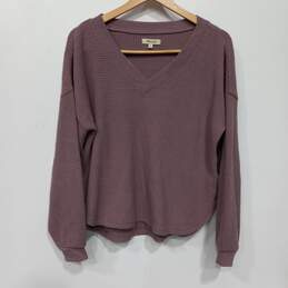 Madewell Women's Purple Waffle Knit V-Neck Sweater Size M